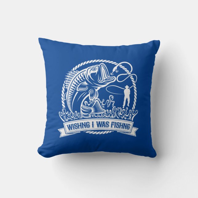 Wishing I Was Fishing Cushion (Front)