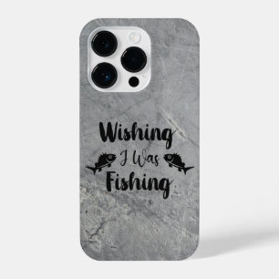 Wishing I was fishing funny quote iPhone 14 Pro Case
