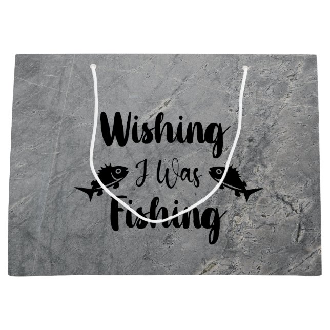 Wishing I was fishing funny quote Large Gift Bag (Front)