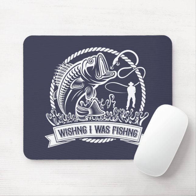 Wishing I Was Fishing Mouse Mat (With Mouse)