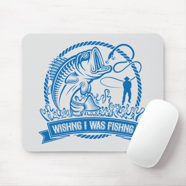 Wishing I Was Fishing Mouse Mat (With Mouse)