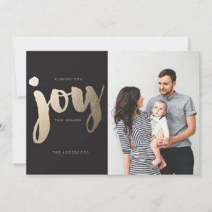 WISHING JOY GOLD photo christmas greeting card