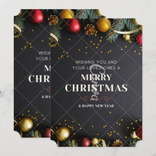 Wishing Love Merry Christmas Black Greeting Card