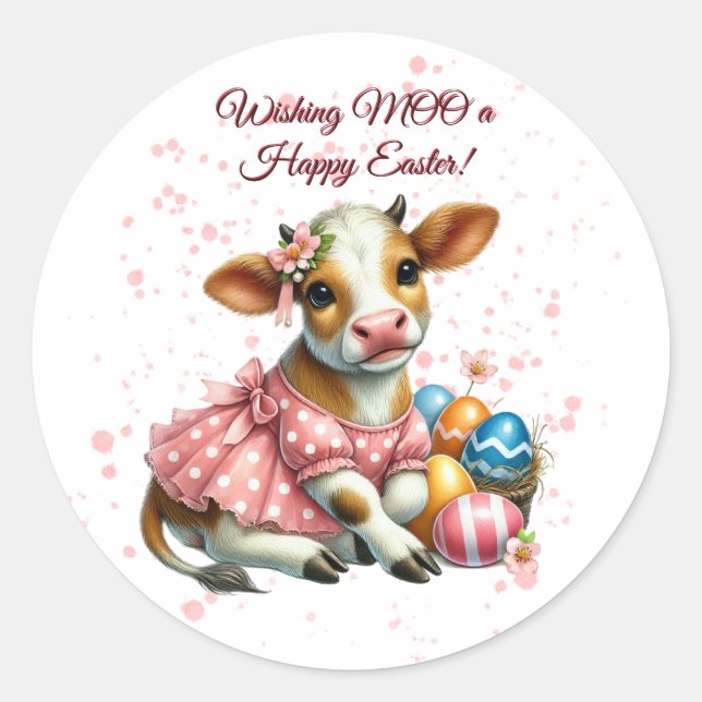 Wishing MOO a Happy Easter! Classic Round Sticker (Front)
