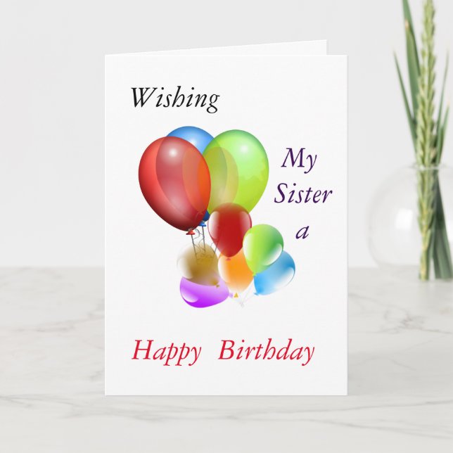 Wishing My Sister Happy Birthday Card (Front)