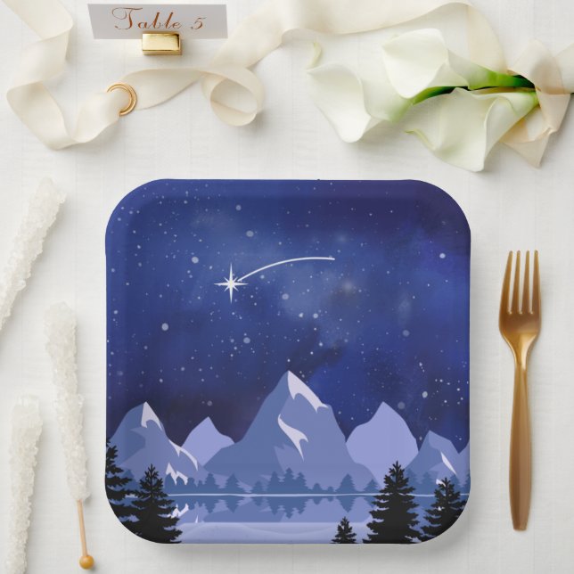 Wishing Star Night Sky Paper Plate (Wedding)