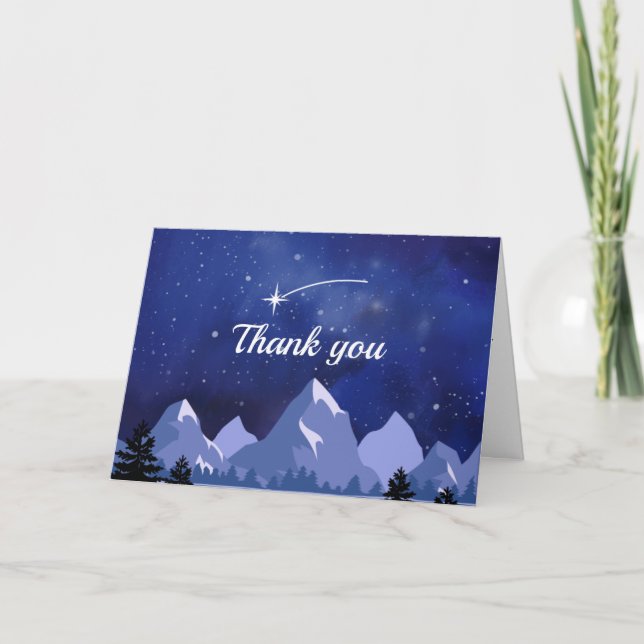 Wishing Star Night Sky Thank You Card (Front)