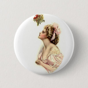 Wishing Under the Mistletoe 6 Cm Round Badge