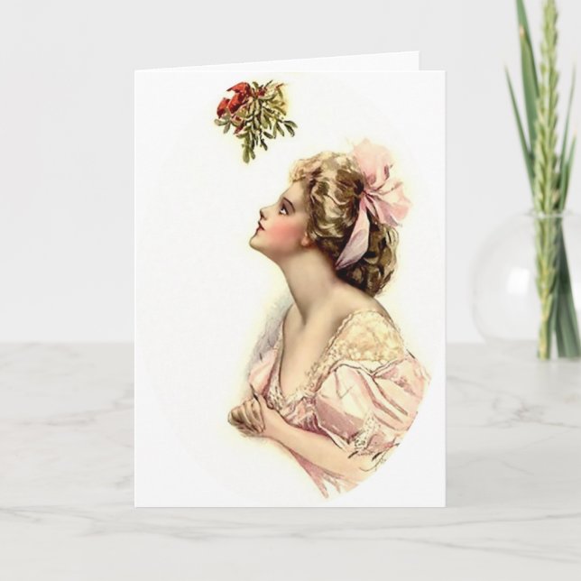 Wishing Under the Mistletoe Holiday Card (Front)
