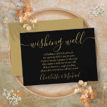 Wishing Well Black And Gold Script Wedding Enclosure Card<br><div class="desc">This elegant black and gold wedding wishing well enclosure card can be personalised with your special message and names! Designed by Thisisnotme©</div>