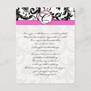 Wishing Well-Black Damask Hot Pink Trim Enclosure Card