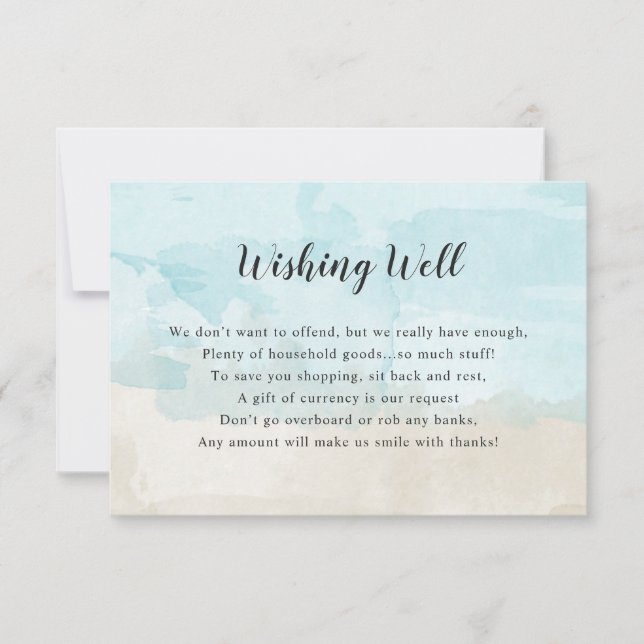 Wishing Well Bridal Shower in beach watercolor Invitation (Front)
