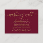 Wishing Well Burgundy And Gold Script Wedding Enclosure Card<br><div class="desc">This elegant burgundy and gold wedding wishing well enclosure card can be personalised with your special message and names! Designed by Thisisnotme©</div>