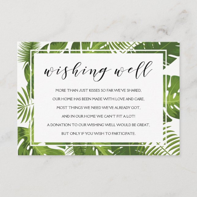 Wishing well card | elegant tropical wedding (Front)