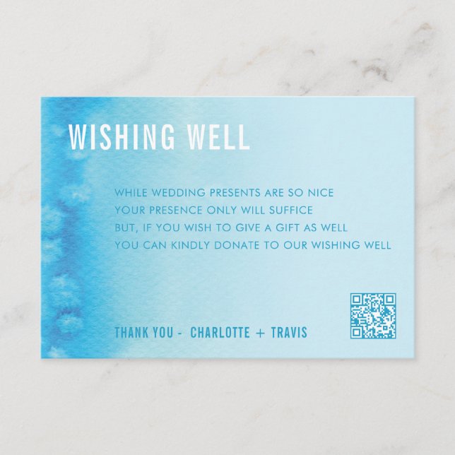 WISHING WELL CARD :: ombre watercolor blue (Front)