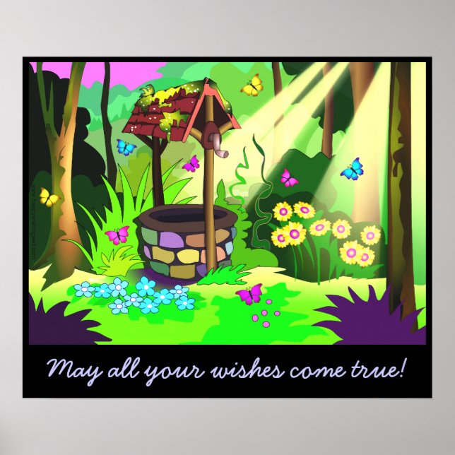 Wishing Well Customizable Message Wishes Come True Poster (Front)
