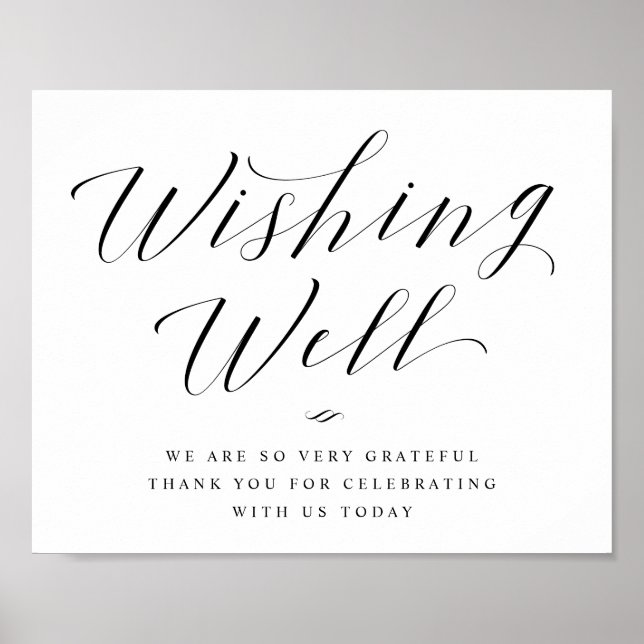 Wishing Well Elegant Calligraphy Wedding Sign (Front)
