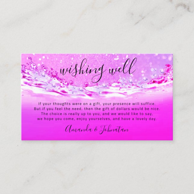 Wishing Well For Wedding Dollar Gift Money Pink Business Card (Front)