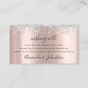 Wishing Well For Wedding Gift Idea Rose Drips Grey Business Card