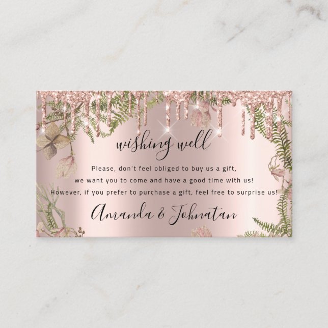 Wishing Well For Wedding Gift Ideas Rose Florals Business Card (Front)