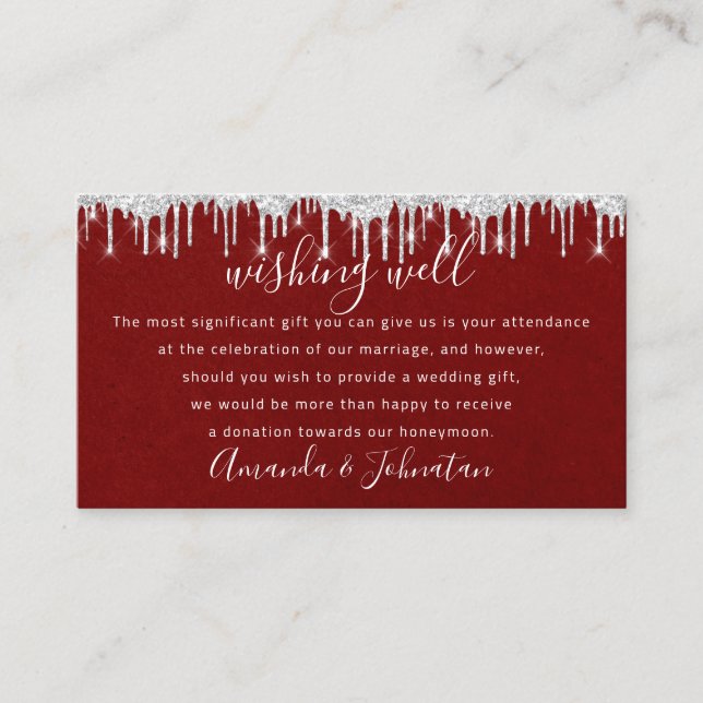 Wishing Well For Wedding Invitation Red Wine (Front)