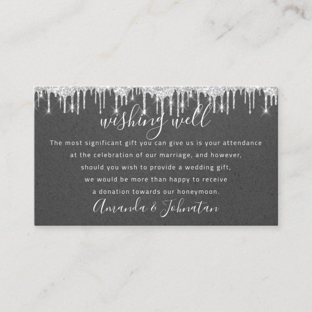 Wishing Well For Wedding Invitation Silver Kraft  (Front)