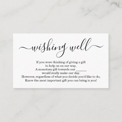 Simple Silver Calligraphy Wedding Wishing Well Enclosure Card