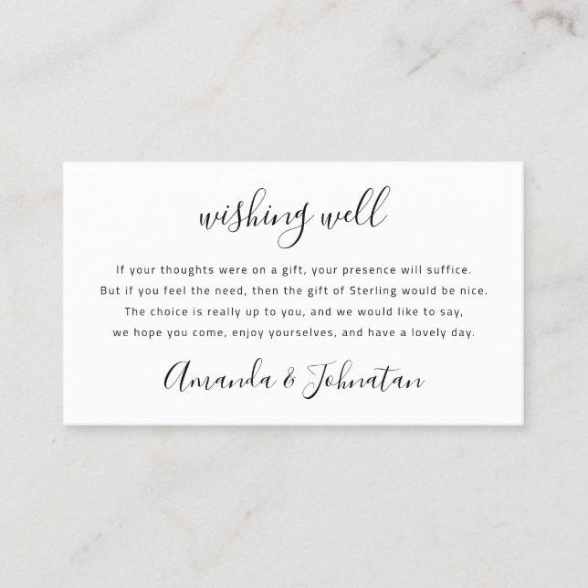 Wishing Well For Wedding Money Gift Modern Business Card (Front)