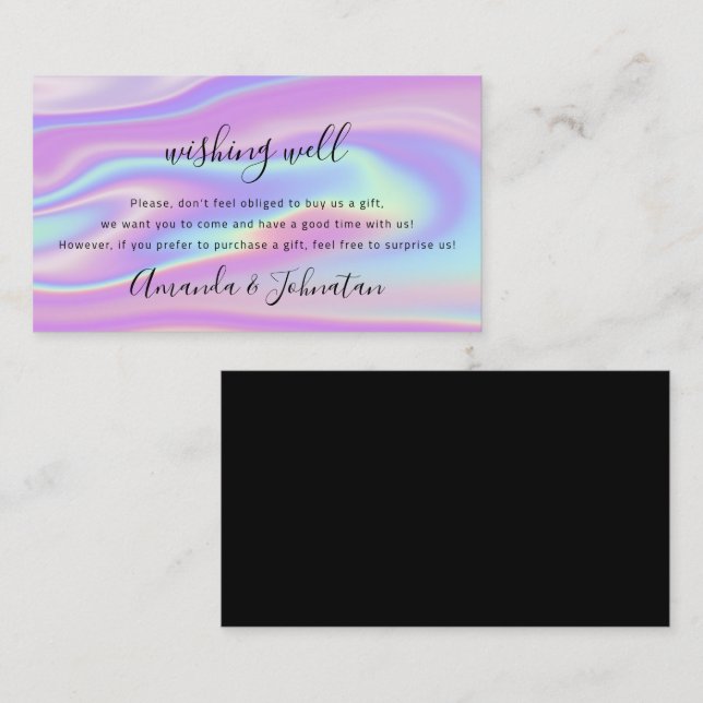 Wishing Well For Wedding Sterling Gift Holographic Business Card (Front/Back)
