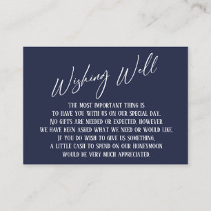 Wishing Well Modern Handwriting Navy Blue Enclosure Card