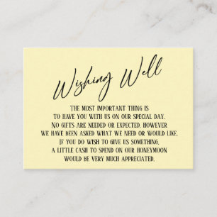 Wishing Well Modern Handwriting Simple Pale Yellow Enclosure Card