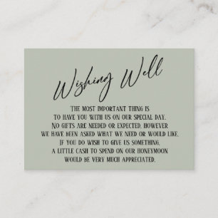 Wishing Well Modern Handwriting Simple Sage Green Enclosure Card