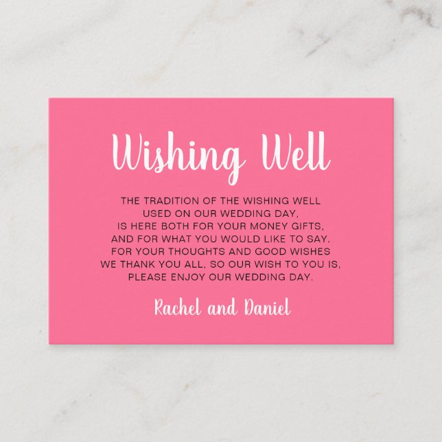 Wishing Well Pink Wedding Insert (Front)