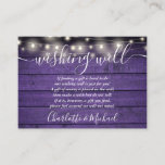 Wishing Well Purple Wood String Lights Wedding Enclosure Card<br><div class="desc">This rustic wedding wishing well enclosure card features pretty string lights and can be personalised with your special message and names on a purple wood panels background. Designed by Thisisnotme©</div>