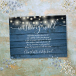 Wishing Well Rustic Blue String Lights Wedding Enclosure Card<br><div class="desc">This rustic wedding wishing well enclosure card features pretty string lights and can be personalised with your special message and names on a blue wood panels background. Designed by Thisisnotme©</div>