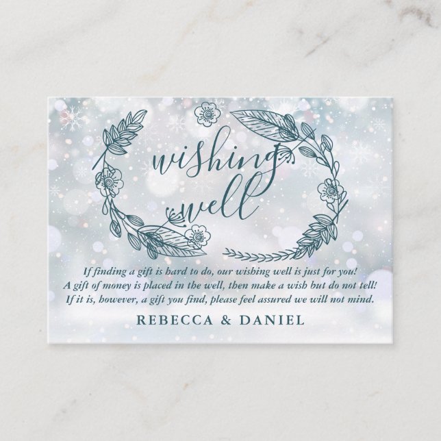 Wishing Well Rustic Floral Winter Wedding Enclosure Card (Front)