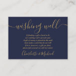 Wishing Well Script Navy Blue And Gold Wedding Enclosure Card<br><div class="desc">This elegant navy blue and gold wedding wishing well enclosure card can be personalised with your special message and names! Designed by Thisisnotme©</div>