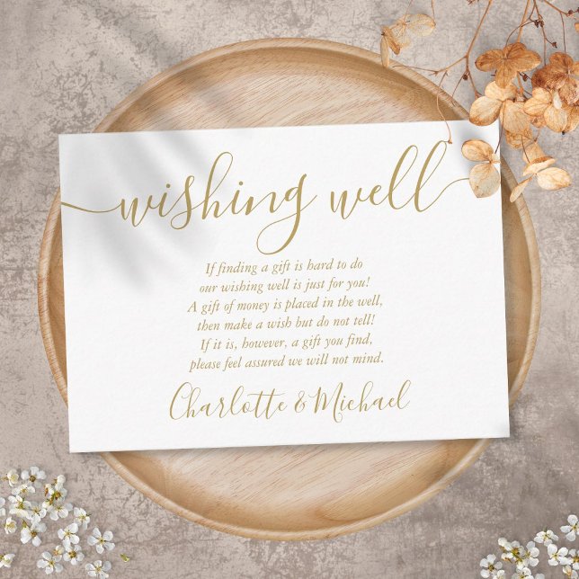 Wishing Well Signature Script Gold Wedding Enclosure Card (Creator Uploaded)