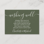 Wishing Well Signature Script Olive Green Wedding Enclosure Card<br><div class="desc">This elegant olive green wedding wishing well enclosure card can be personalised with your special message and names! Designed by Thisisnotme©</div>
