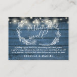 Wishing Well String Lights Blue Wood Wedding Enclosure Card<br><div class="desc">This elegant rustic wedding wishing well enclosure card featuring pretty string lights and hand-drawn floral can be personalised with your special message and names on a blue wood panels background. Designed by Thisisnotme©</div>