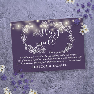 Wishing Well String Lights Purple Wedding Enclosure Card