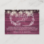Wishing Well String Lights Rustic Red Wood Wedding Enclosure Card<br><div class="desc">This elegant rustic wedding wishing well enclosure card featuring pretty string lights and hand-drawn floral can be personalised with your special message and names on a burgundy red wood panels background. Designed by Thisisnotme©</div>