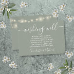 Wishing Well String Lights Sage Green Wedding Enclosure Card<br><div class="desc">This elegant sage green wedding wishing well enclosure card can be personalised with your special message and names and pretty string lights on the reverse. Designed by Thisisnotme©</div>