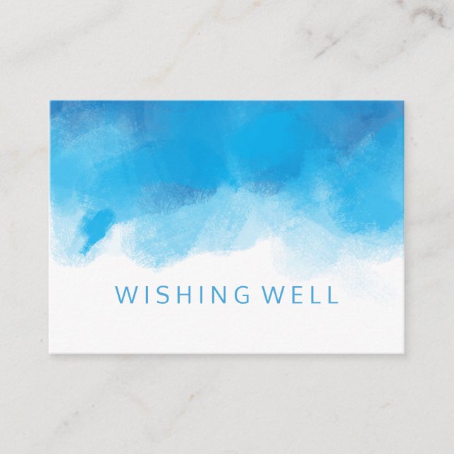 Wishing Well Summer Wedding Blue Watercolor Enclosure Card (Front)