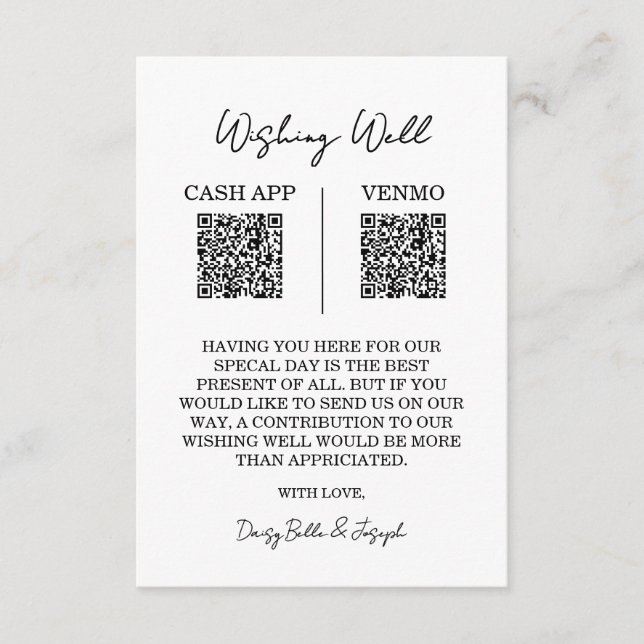 Wishing Well Wedding QR Code Enclosure Card (Front)