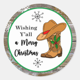 Wishing Y'all a Merry Christmas Classic Round St Classic Round Sticker
