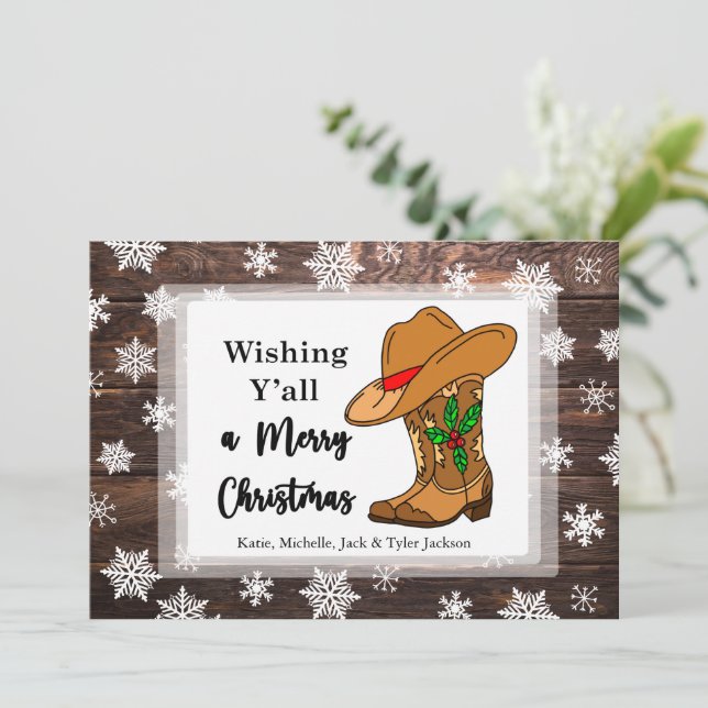 Wishing Y'all a Merry Christmas  Holiday Card (Standing Front)