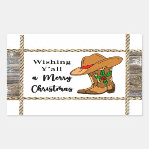 Wishing Y'all a Merry Christmas Rectangular Rectangular Sticker