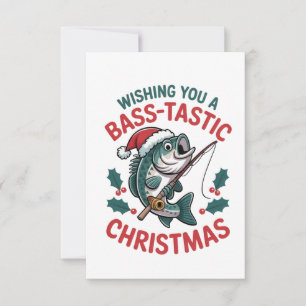 Wishing You a Bass-tastic Christmas Fishing Fisher Thank You Card