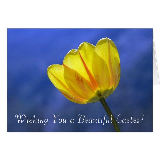 Wishing You a Beautiful Easter Tulip Flower Card (Front Horizontal)